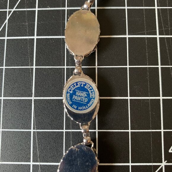 Vintage Delft Sterling Silver Bracelet 8.5” Holland Blue Porcelain - Picture 4 of 4